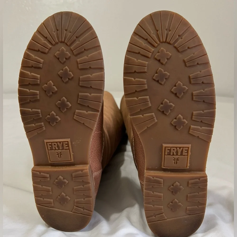 Frye Riding Cozy Tall leather Shearling lined Equestrian Boots Lace Up Back - Picture 12 of 13